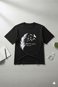 Feather Black Oversized Graphic T-Shirt! - sidewalk.pk