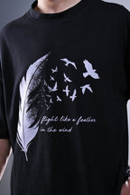 Feather Black Oversized Graphic T-Shirt! - sidewalk.pk